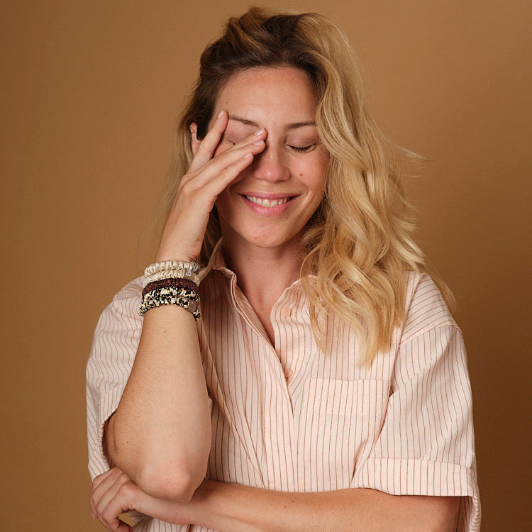 Set of 5 100% Silk Scrunchies - Mini Size - Black