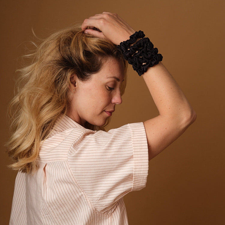 Pack de 5 Chouchous 100 % Soie - Le Petit - Noir