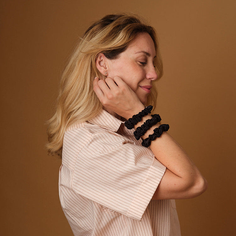 Chouchou 100% pure soie - Le petit - Noir x3