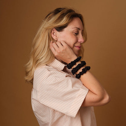 Chouchou 100% pure soie - Le petit - Noir x3