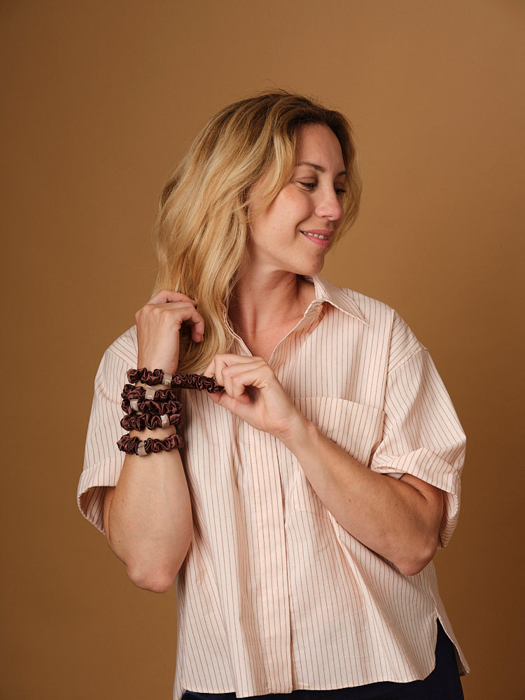 Pack de 5 Chouchous 100 % Soie - Le Petit - Moka