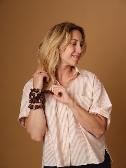 Pack de 5 Chouchous 100 % Soie - Le Petit - Moka