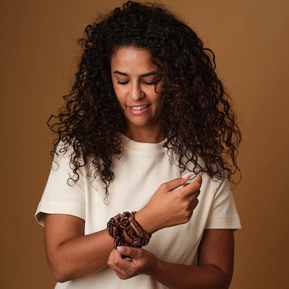 Pack de 3 Chouchous 100 % Soie - Le mini, Le Petit, Le moyen - Moka