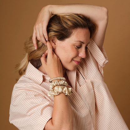 Pack de 3 Chouchous 100 % Soie - Le mini, Le Petit, Le moyen - Champagne