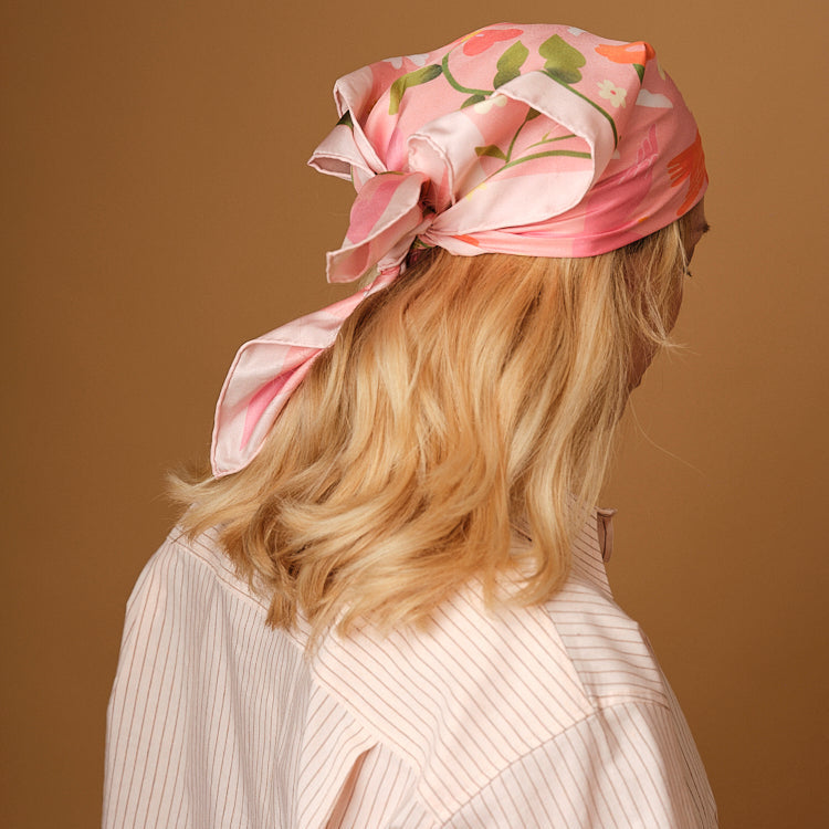 Foulard 100% twill de soie - Octobre Rose
