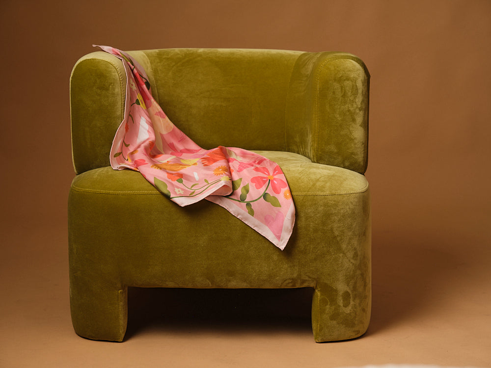 100% silk twill scarf - Pink October