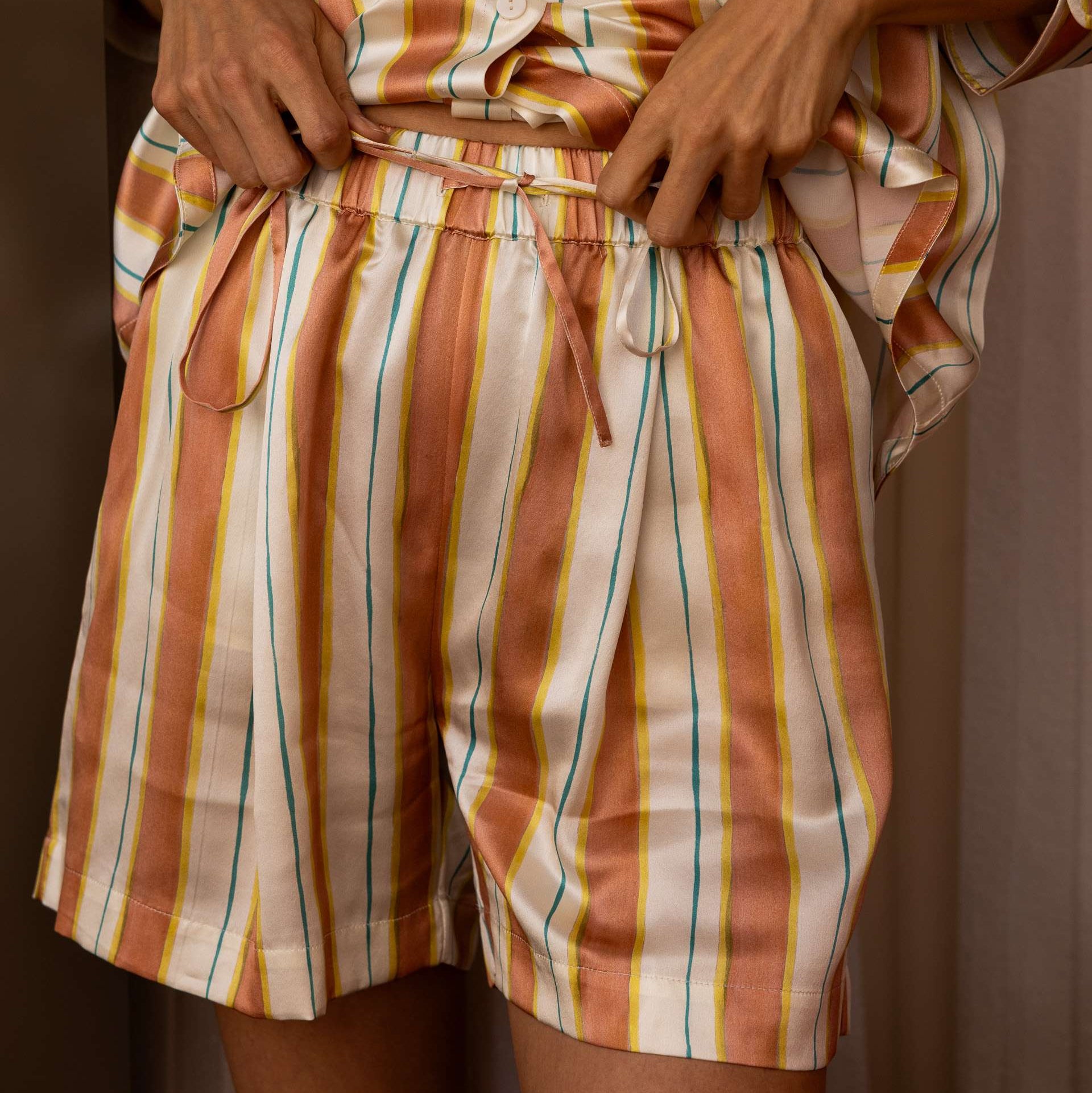 100% Pure Mulberry Silk Shorts - Divine Lines