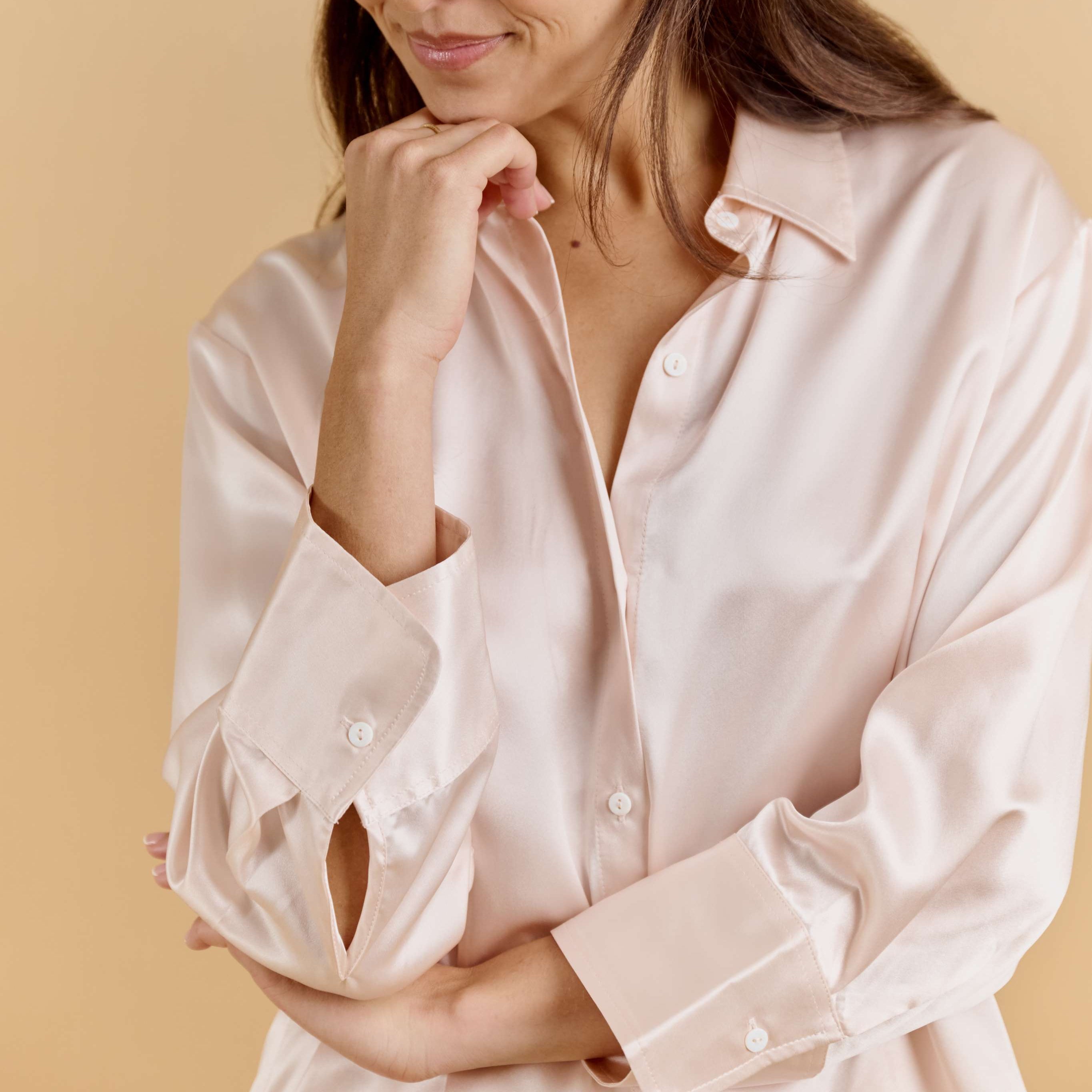 Chemise Oversize 100% pure soie de mûrier - Rose Poudré