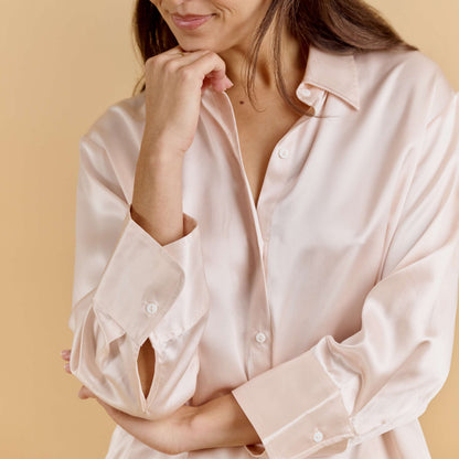 Chemise Oversize 100% pure soie de mûrier - Rose Poudré