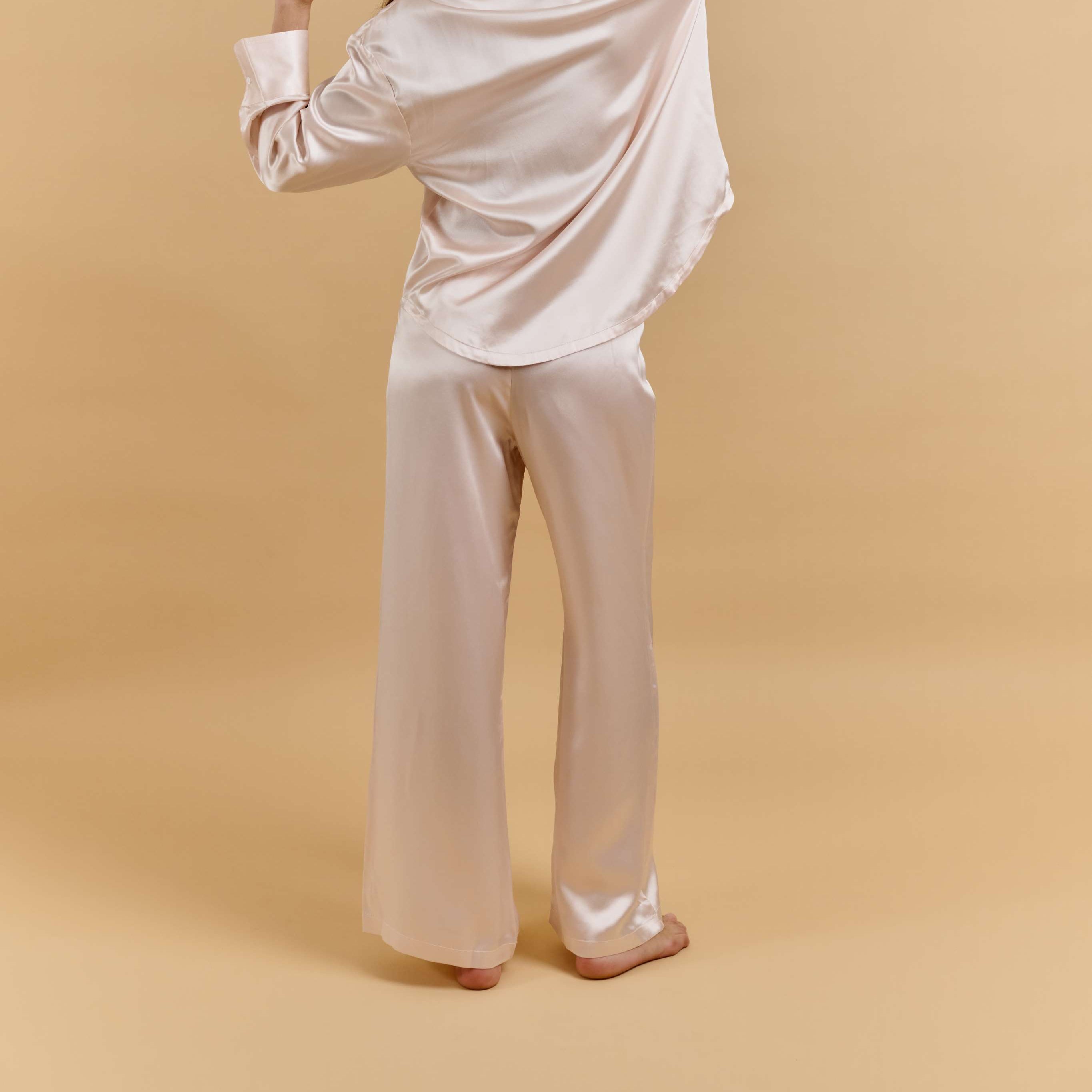 Pantalon Oversize 100% pure soie de mûrier - Rose Poudré