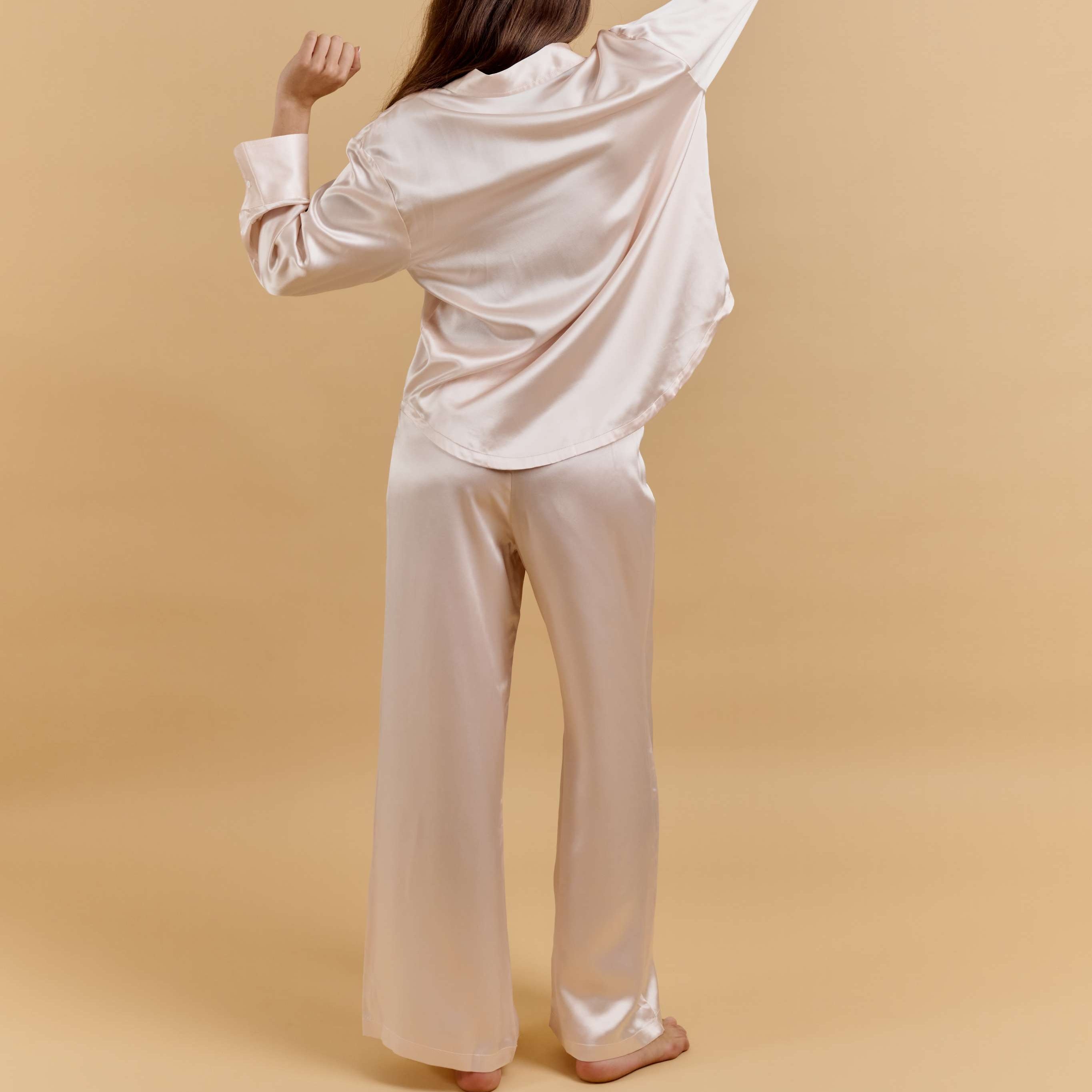 Pyjama Oversize 100% pure soie de mûrier - Rose Poudré