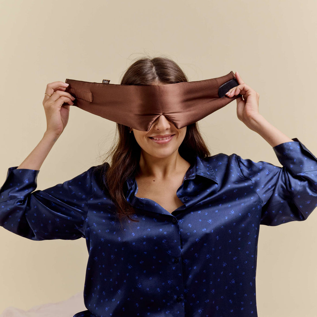 Antifaz para dormir con diadema de seda 100 % pura - Champán