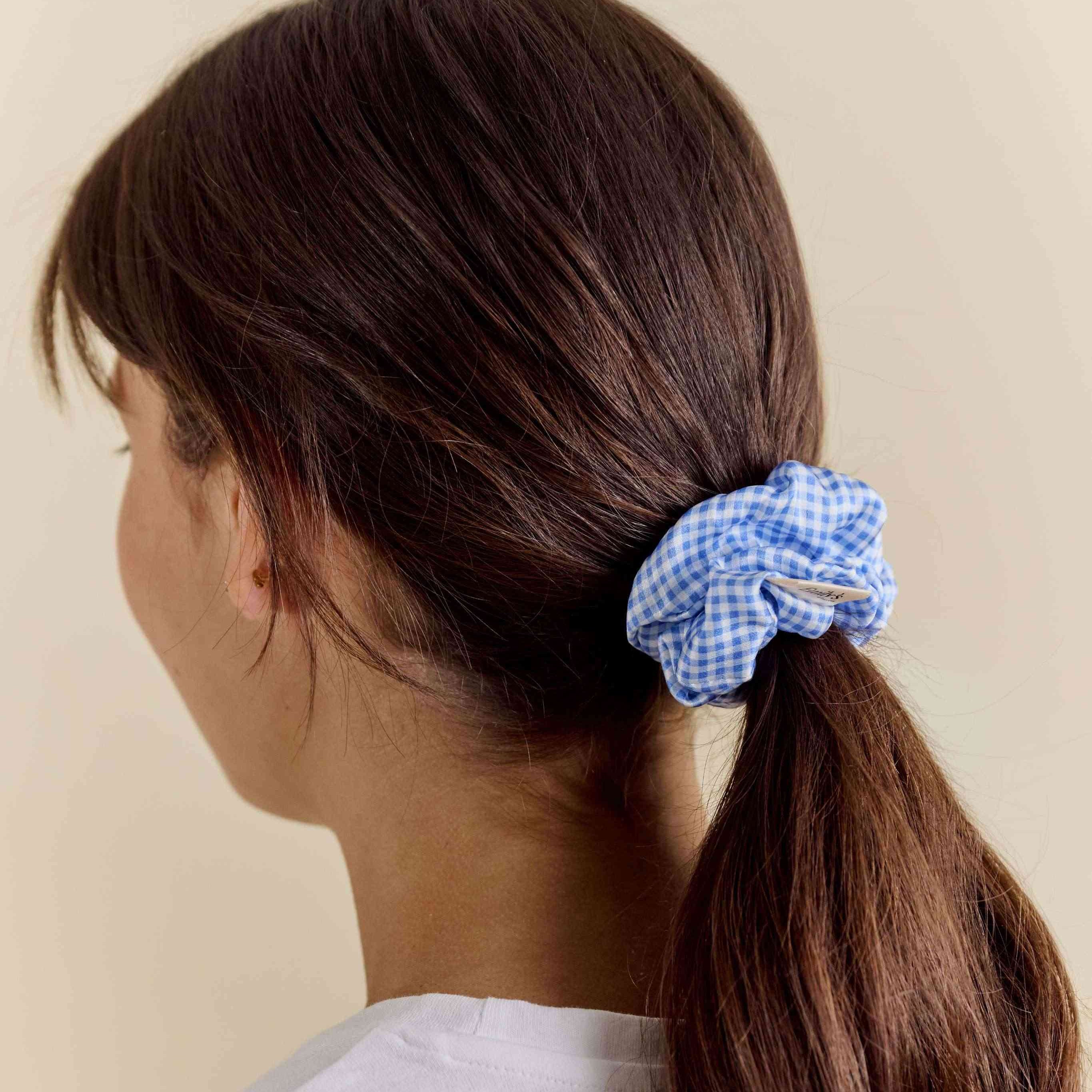 Chouchou 100% pure soie - Le moyen - Vichy Bleu Clair