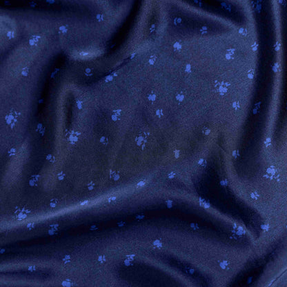 Pyjama Oversize 100% pure soie de mûrier - Bleu Nuit Fleuri