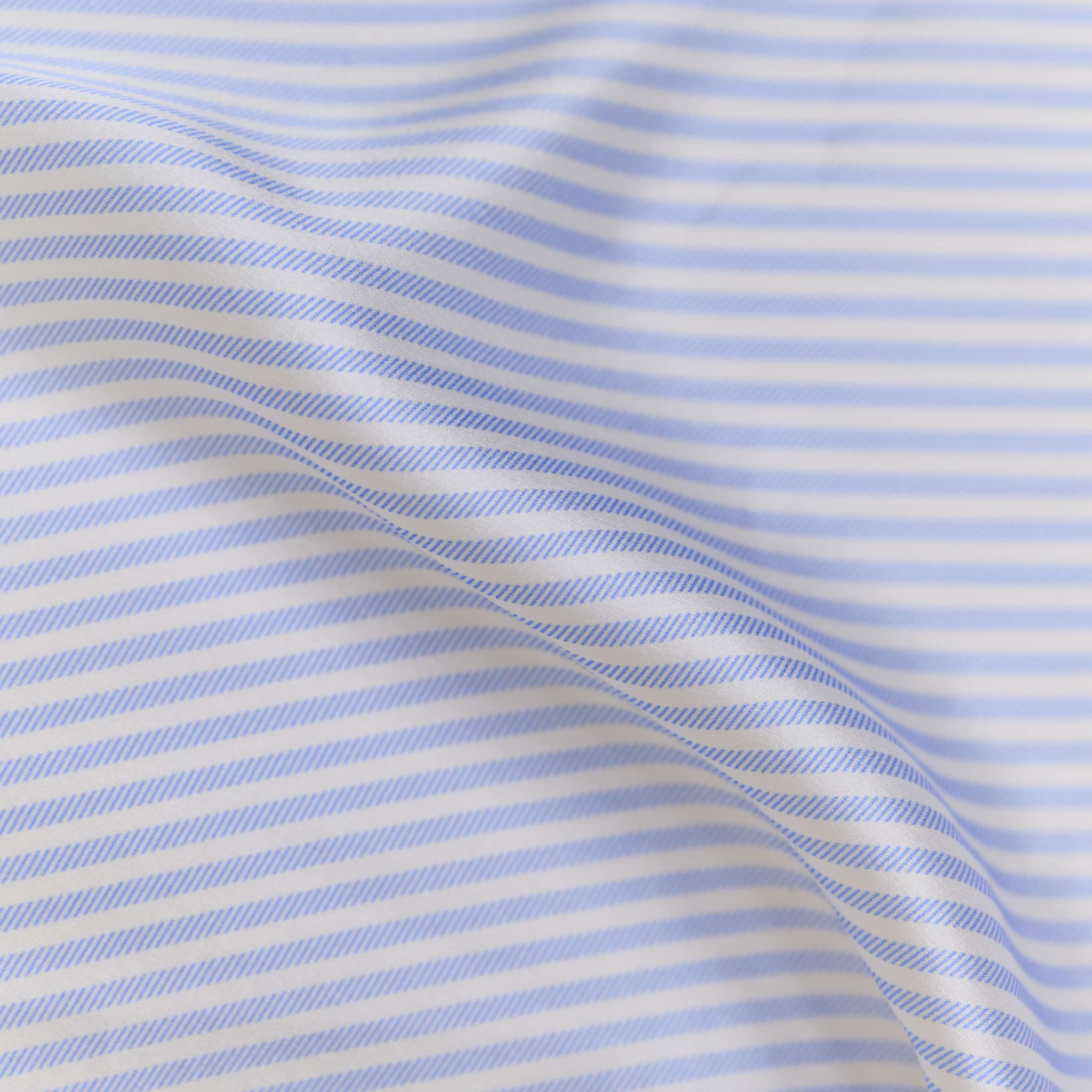 Pyjama Oversize 100% pure soie de mûrier - Rayures Bleu Clair