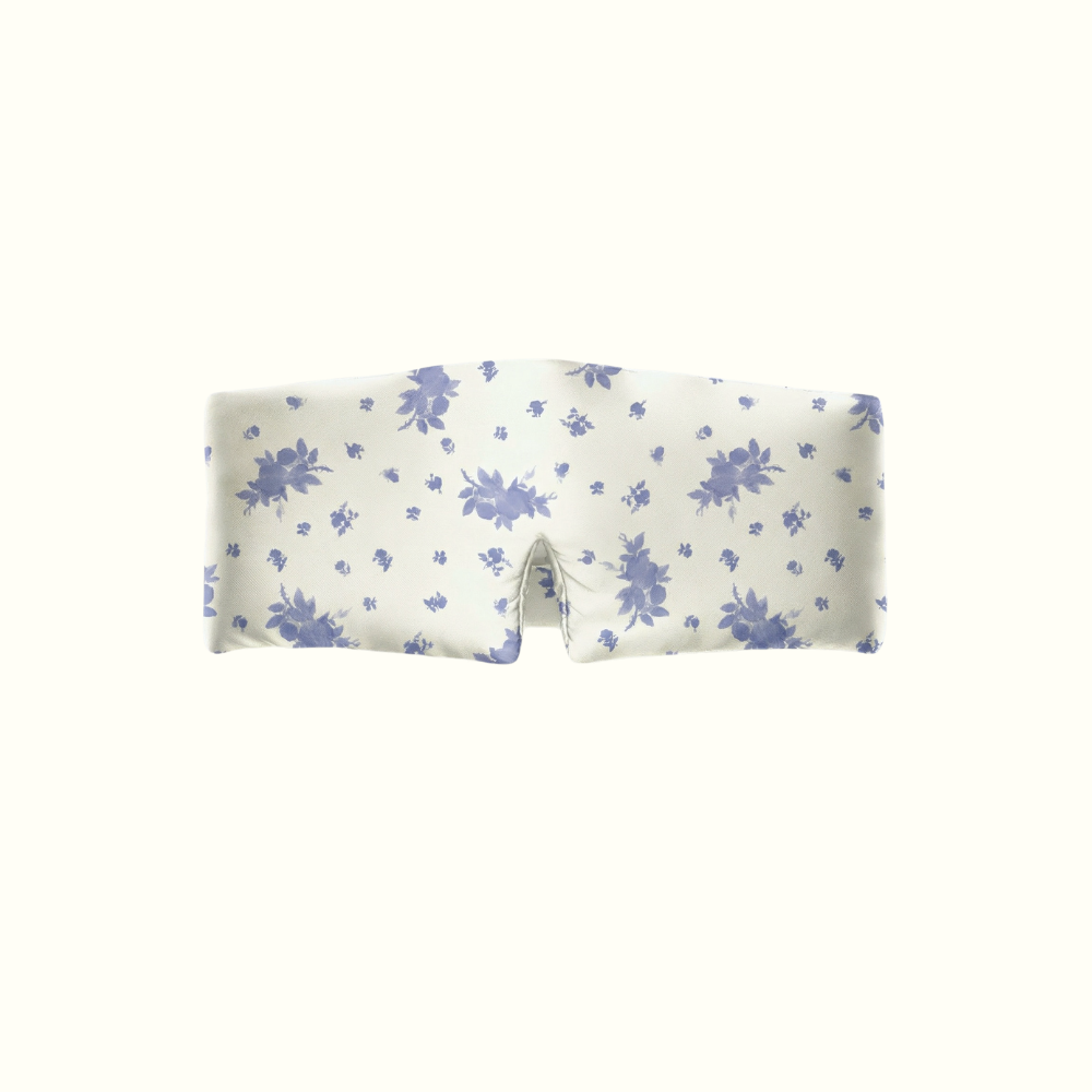 Masque de nuit bandeau 100% pure soie - Fleurs de Bleuet