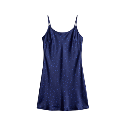 Nuisette 100% pure soie de mûrier - Bleu Nuit Fleuri