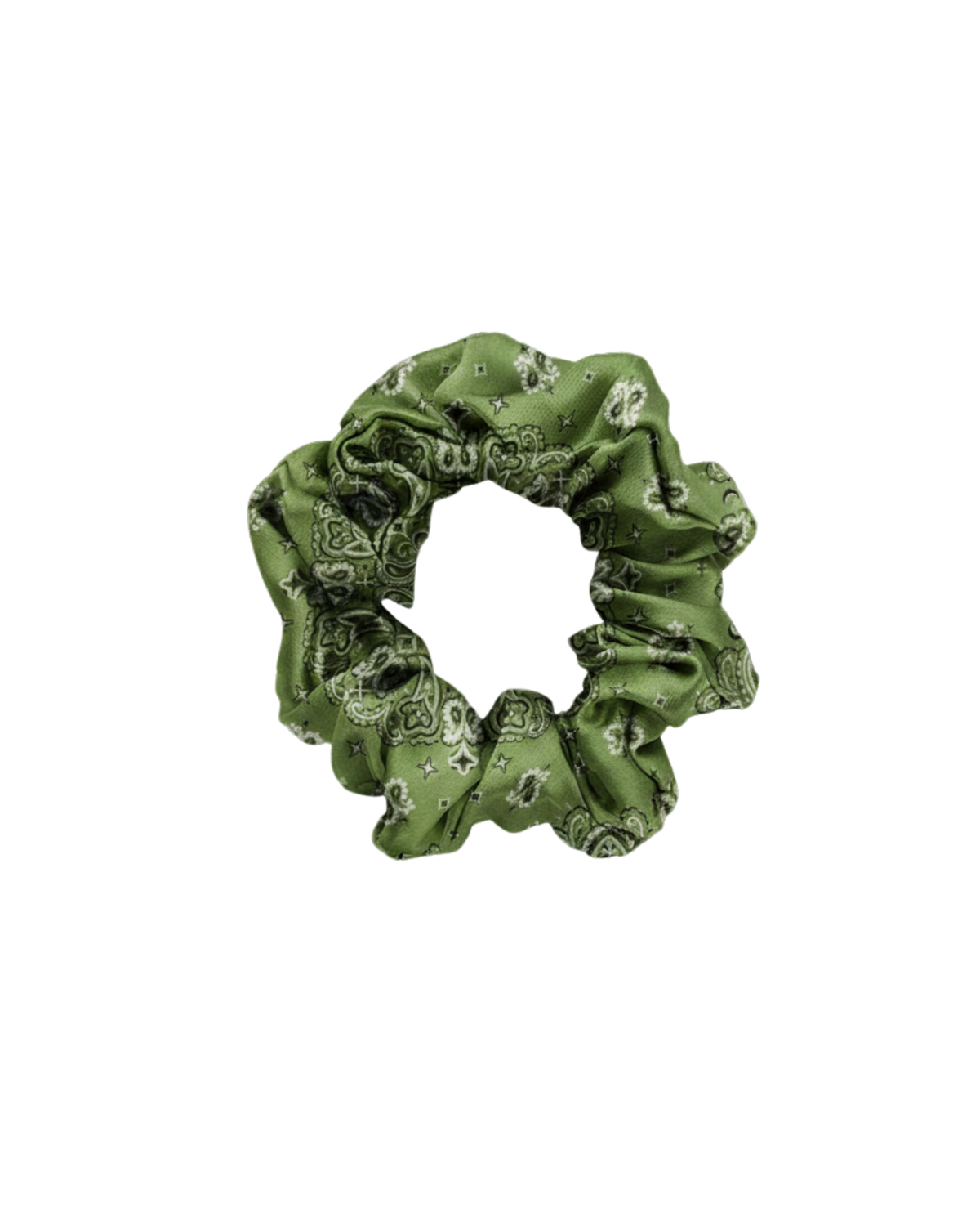 100% pure silk scrunchie - the middle - green bandana 