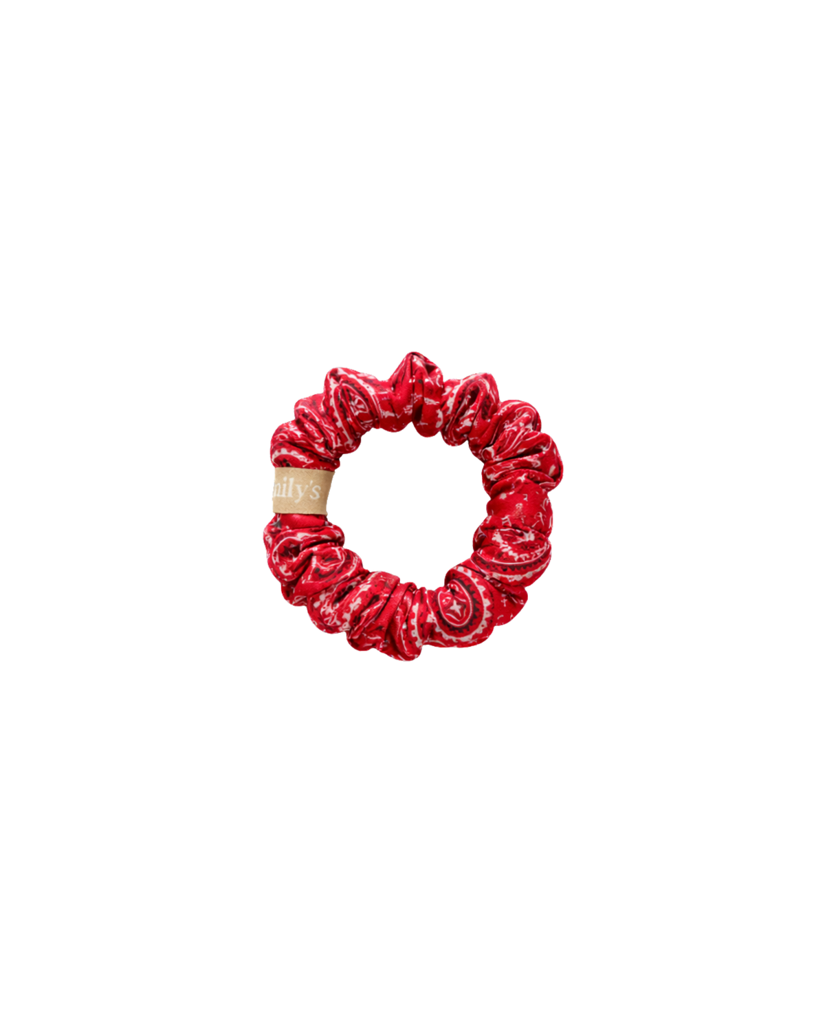 100% Pure Silk Scrunchie - The small - Red bandana 
