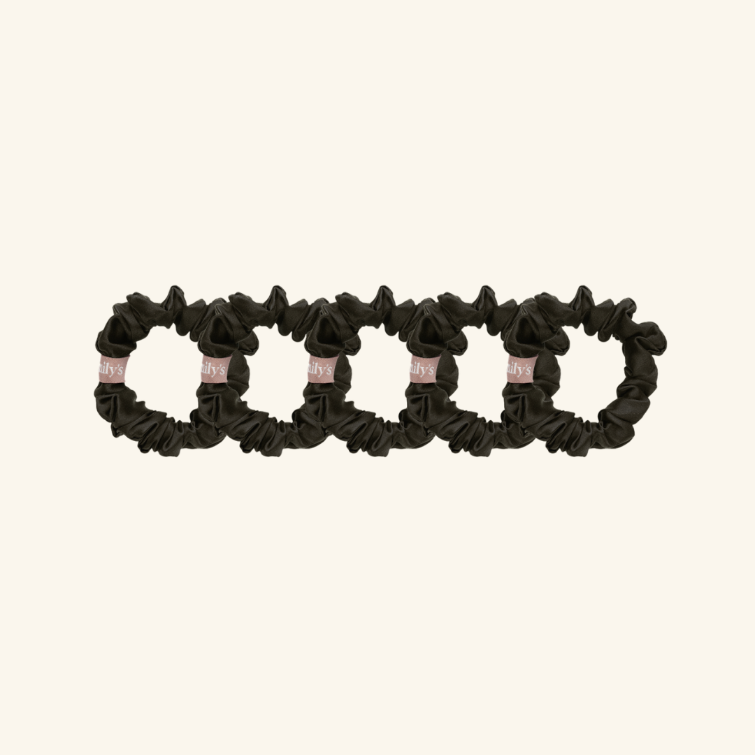 Pack de 5 Chouchous 100 % Soie - Le Petit - Noir