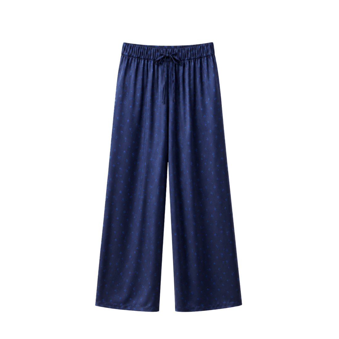 Pantalon Oversize 100% pure soie de mûrier - Bleu Nuit Fleuri