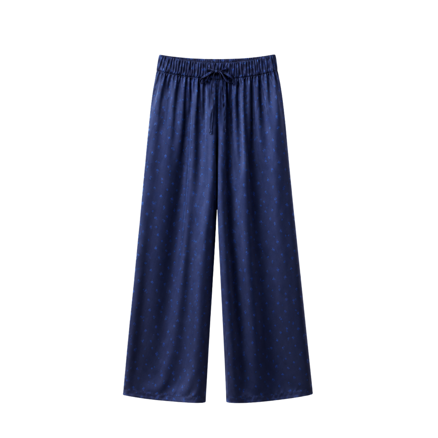 Pantalon Oversize 100% pure soie de mûrier - Bleu Nuit Fleuri