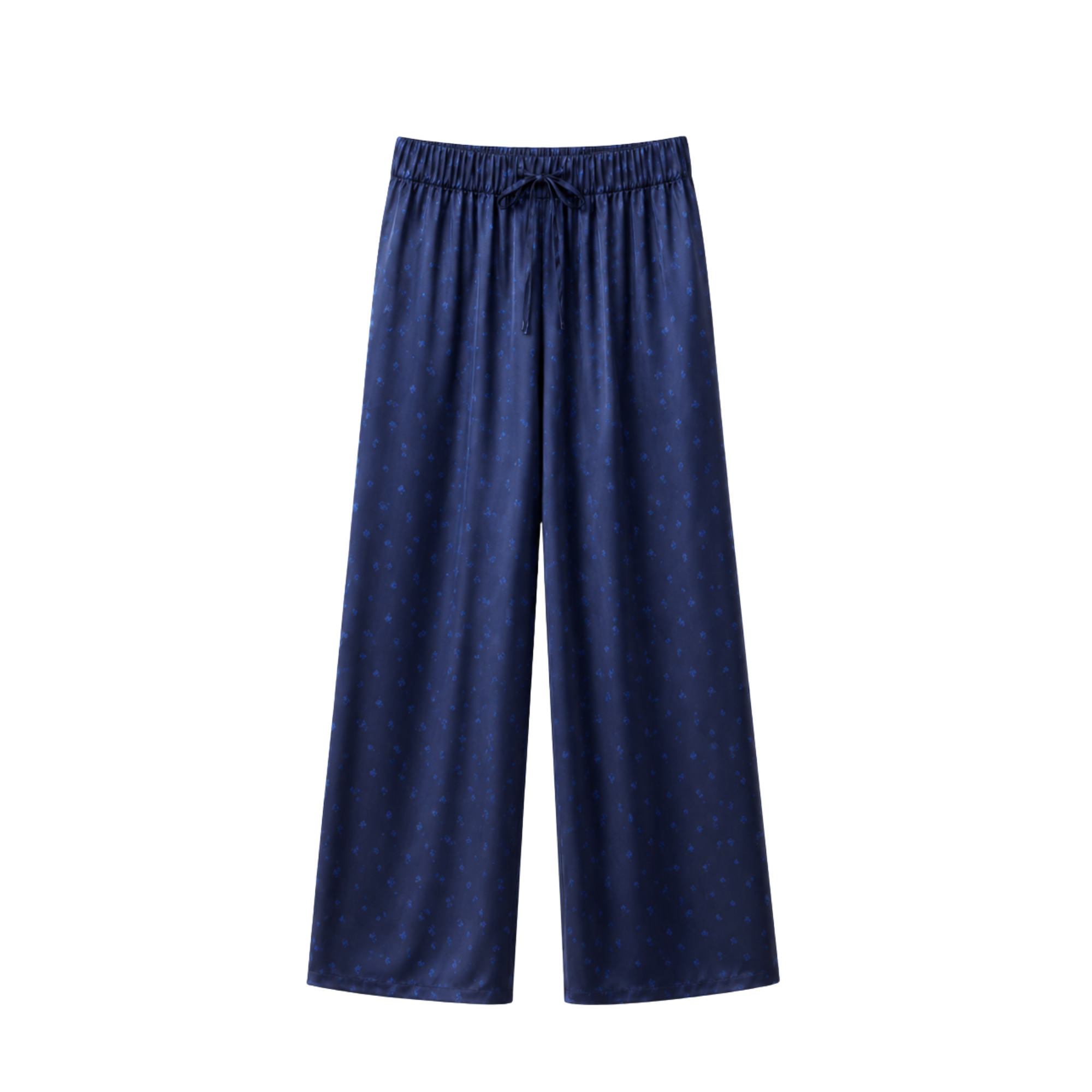 Pantalon Oversize 100% pure soie de mûrier - Bleu Nuit Fleuri