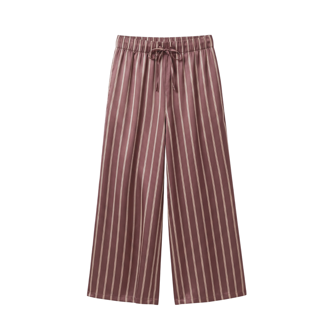Pantalon Oversize 100% pure soie de mûrier - Rayures Marron