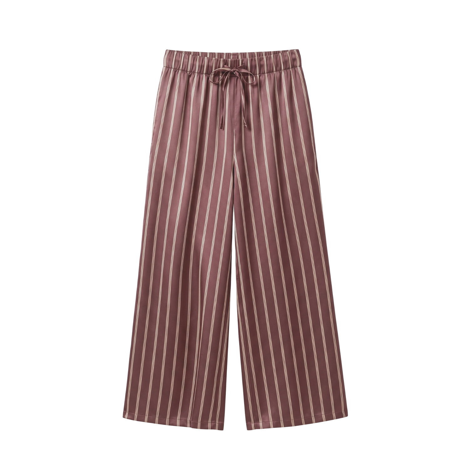 Pantalon Oversize 100% pure soie de mûrier - Rayures Marron