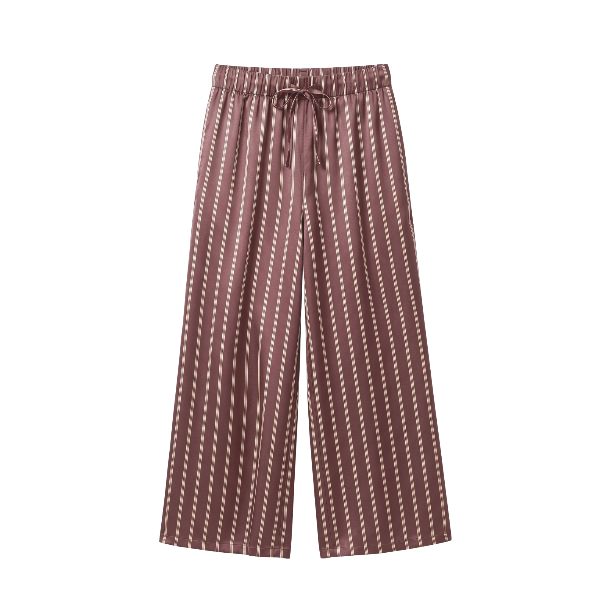 Pantalon Oversize 100% pure soie de mûrier - Rayures Marron