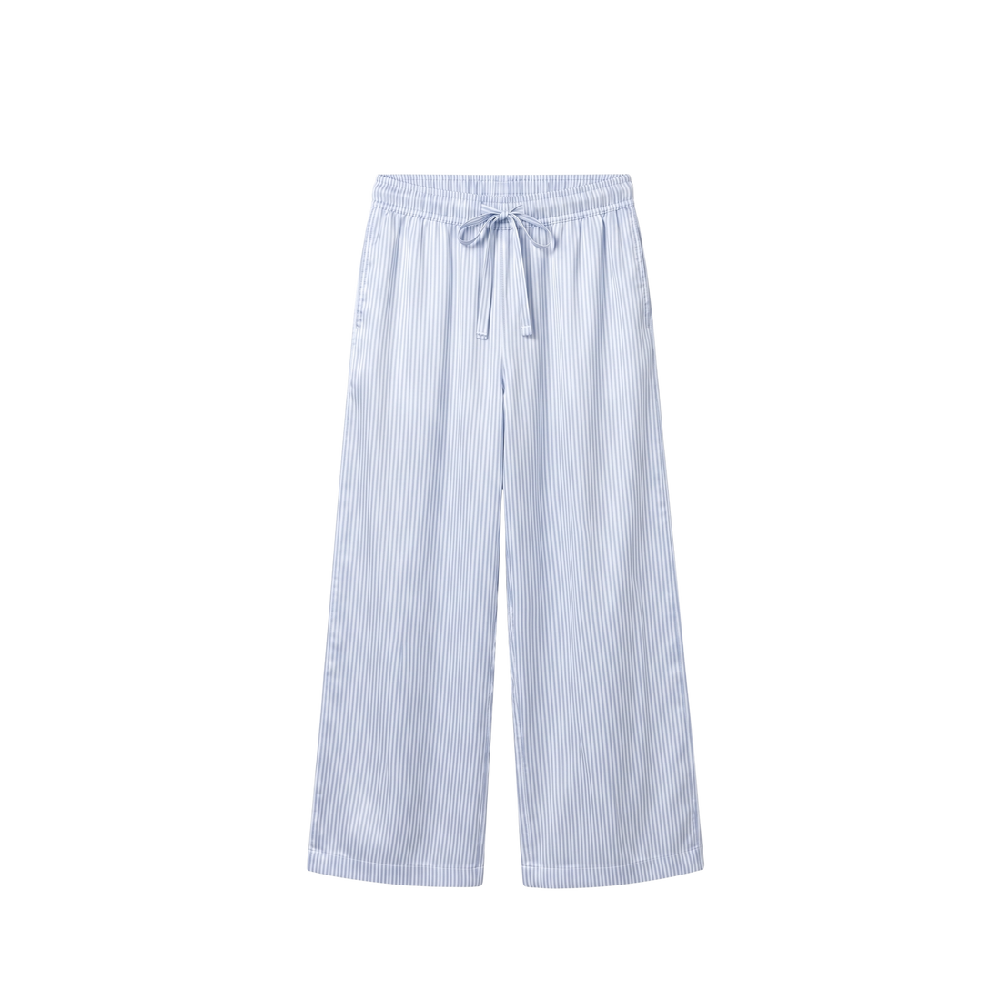 Pantalon Oversize 100% pure soie de mûrier - Rayures Bleu Clair