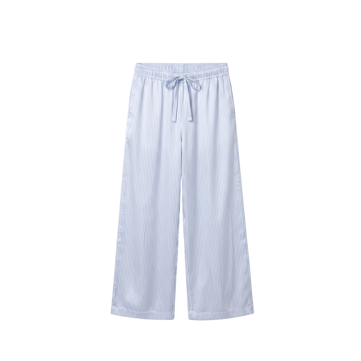 Pantalon Oversize 100% pure soie de mûrier - Rayures Bleu Clair