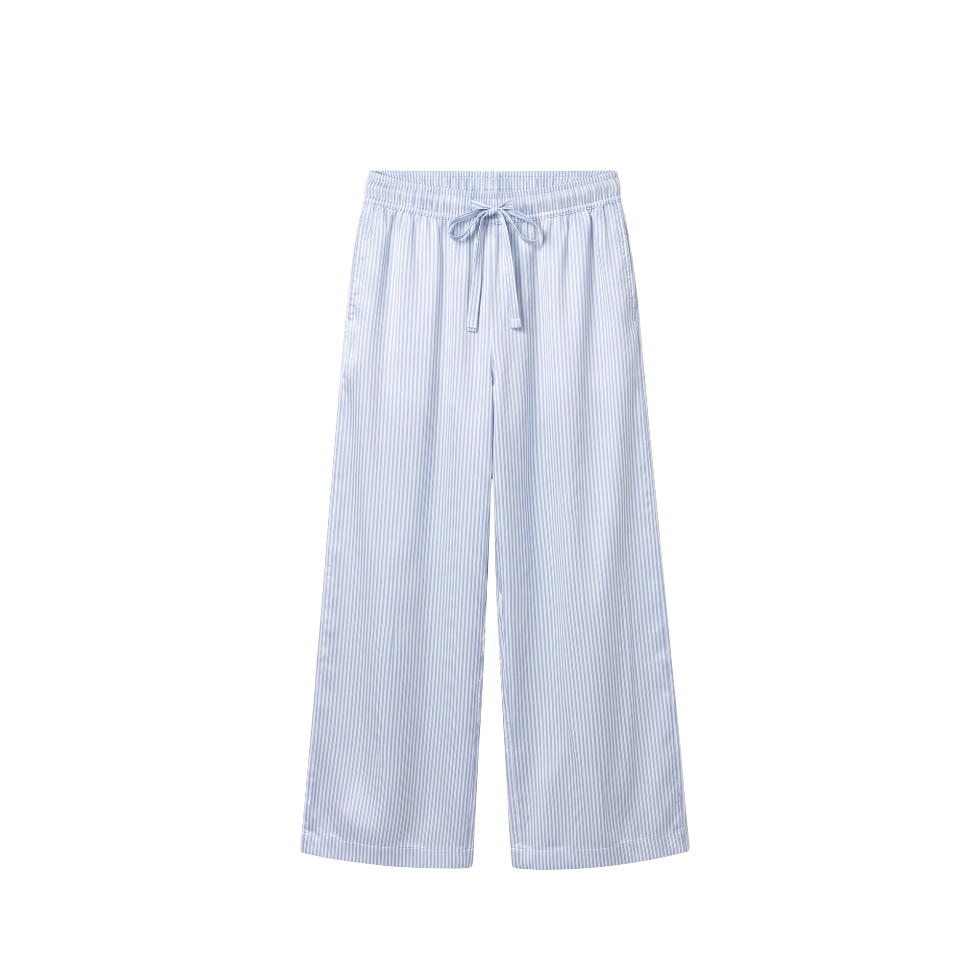 Pantalon Oversize 100% pure soie de mûrier - Rayures Bleu Clair