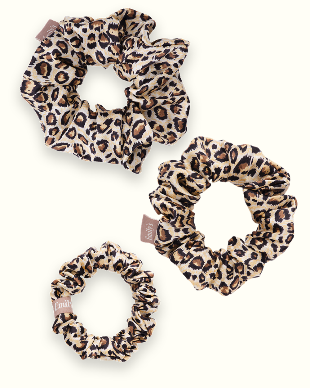 Pack de 3 Chouchous 100 % Soie - Le mini, Le Petit, Le moyen - Léopard