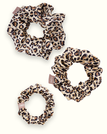 Pack de 3 Chouchous 100 % Soie - Le mini, Le Petit, Le moyen - Léopard