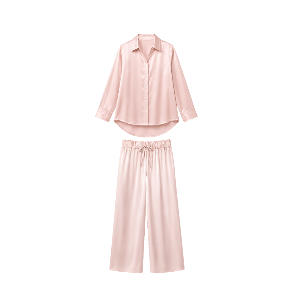 Pyjama Oversize 100% pure soie de mûrier - Rose Poudré