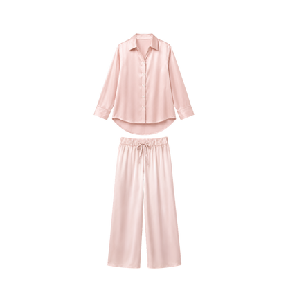 Pyjama Oversize 100% pure soie de mûrier - Rose Poudré