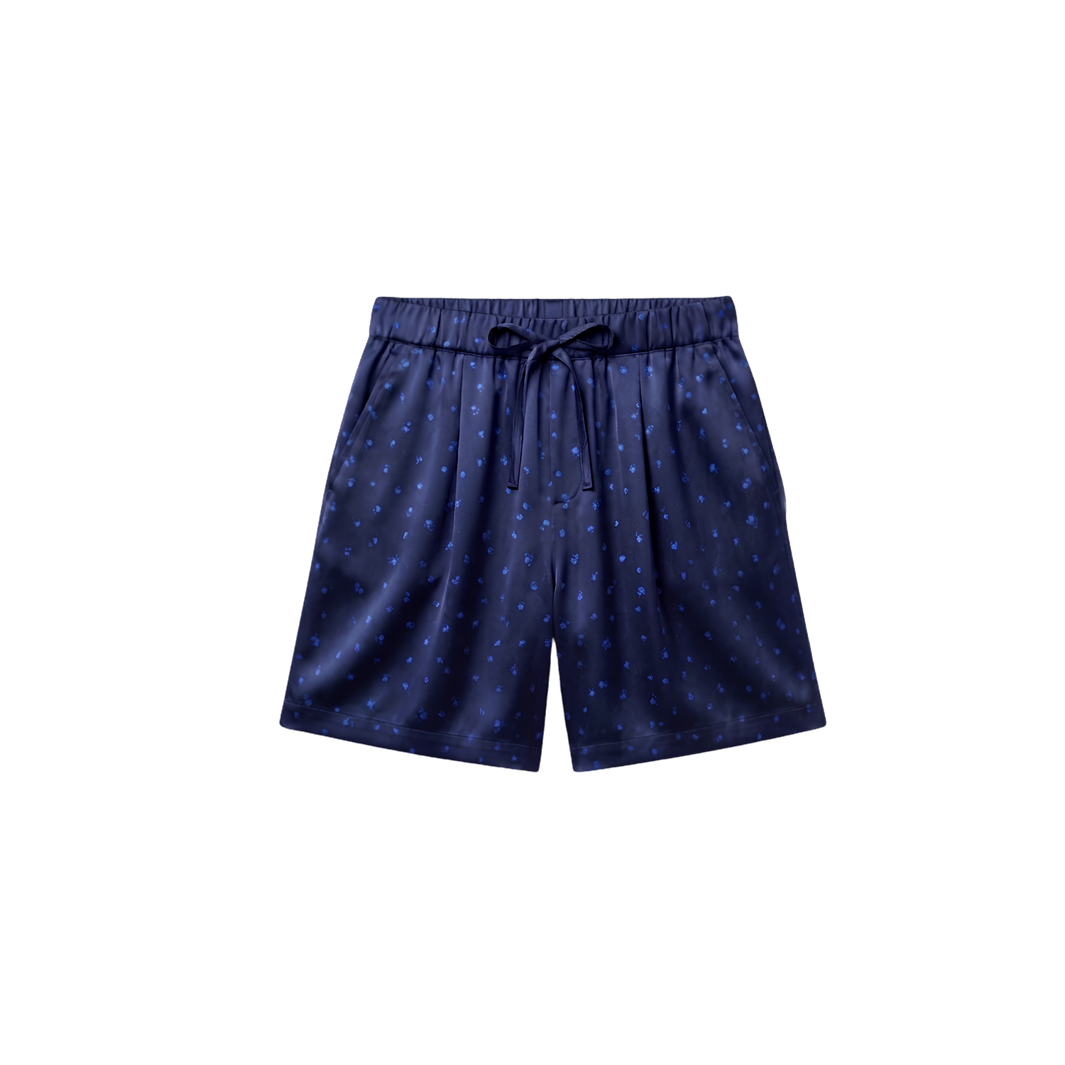 Short Oversize 100% pure soie de mûrier - Bleu Nuit Fleuri