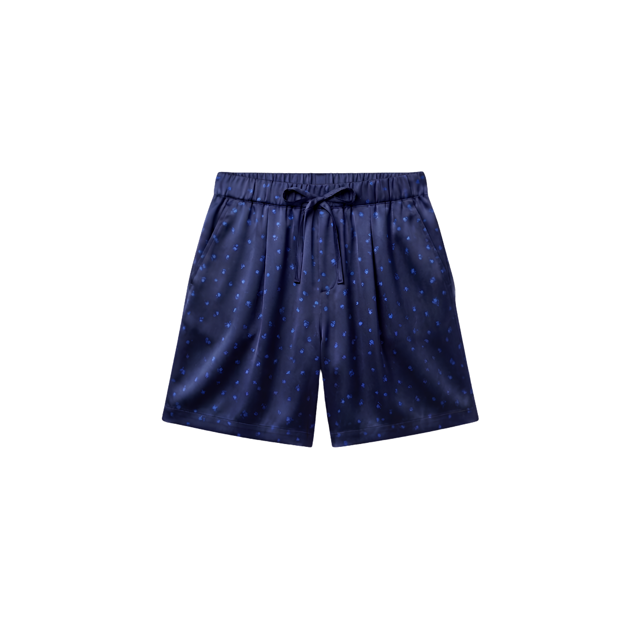 Short Oversize 100% pure soie de mûrier - Bleu Nuit Fleuri