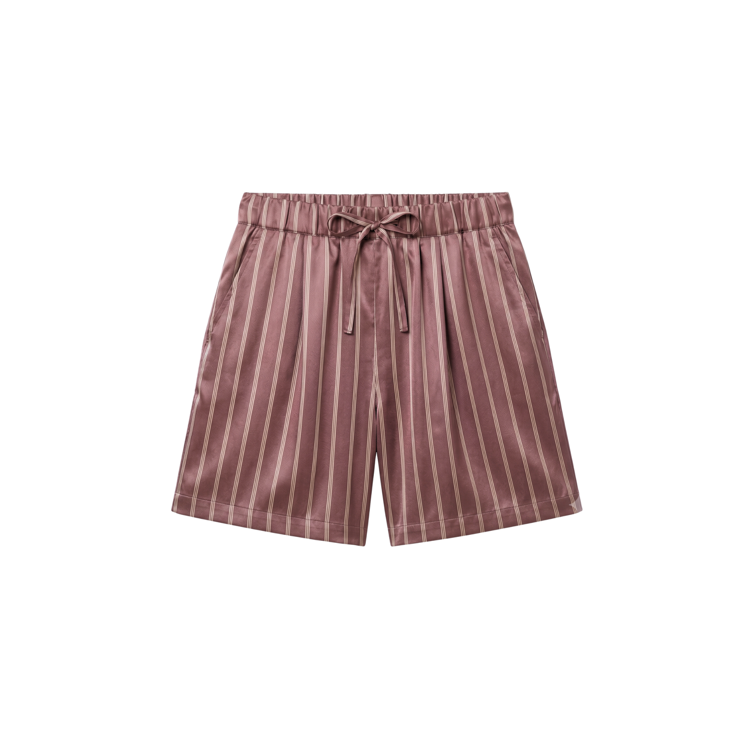 Short Oversize 100% pure soie de mûrier - Rayures Marron