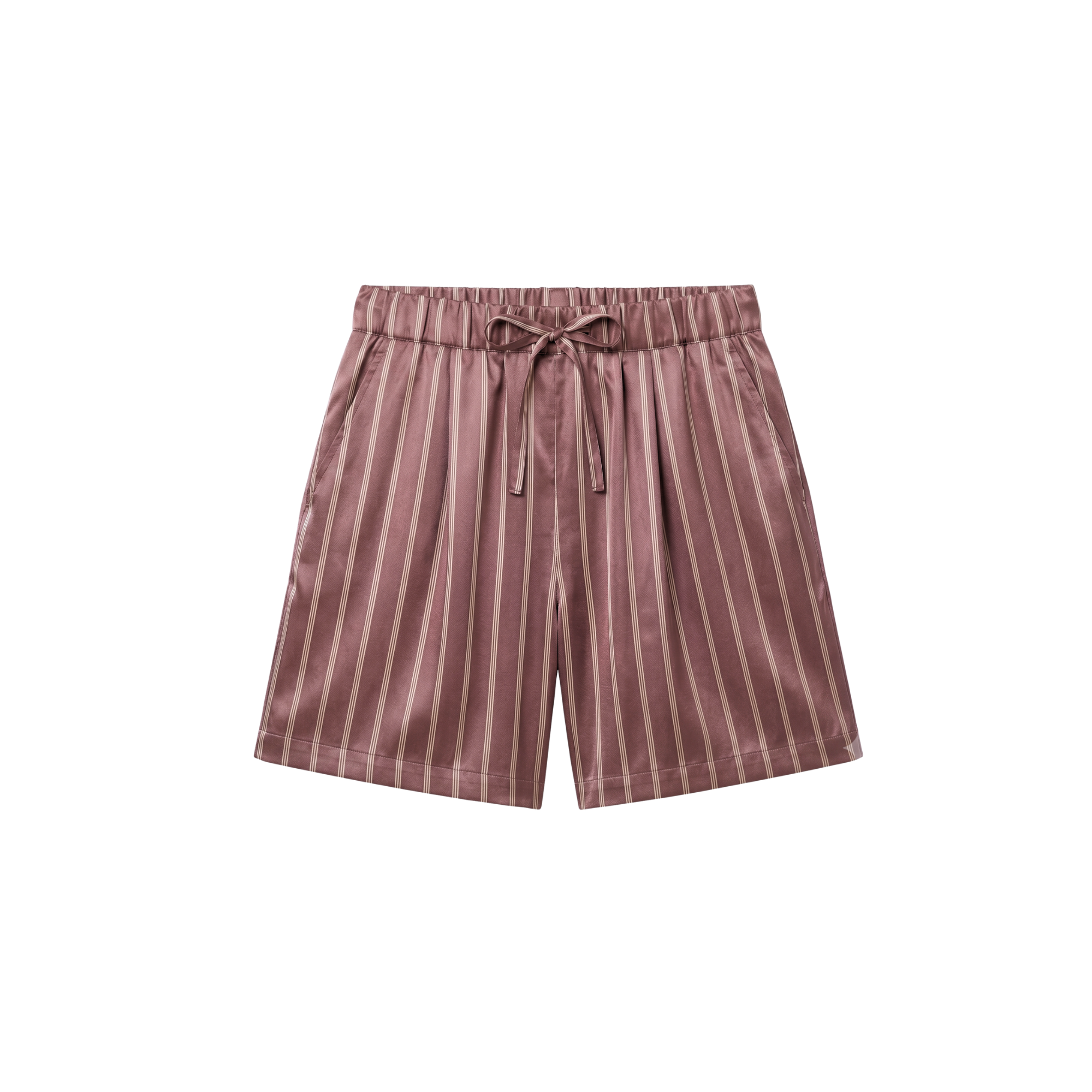 Short Oversize 100% pure soie de mûrier - Rayures Marron