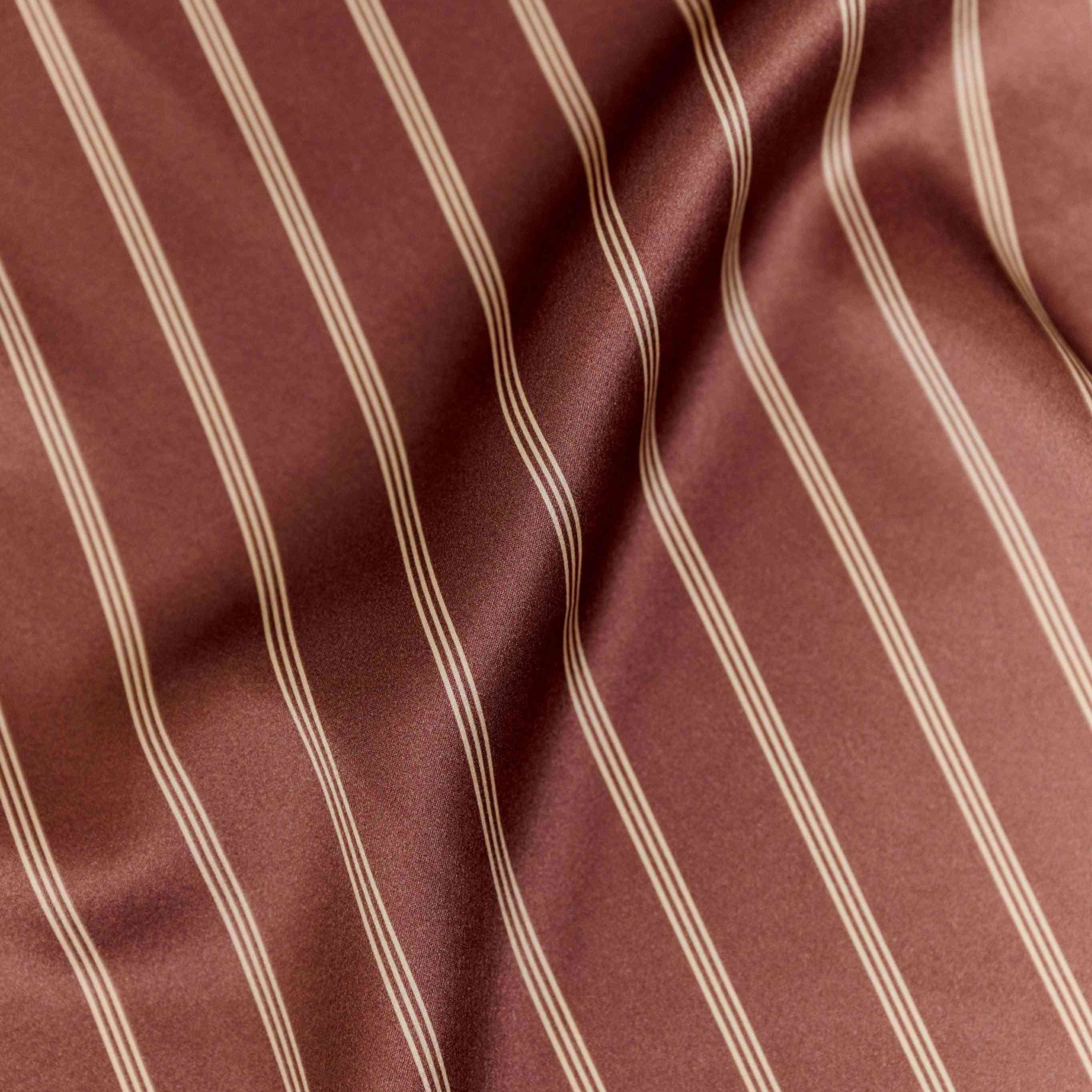 Pyjama Oversize 100% pure soie de mûrier - Rayures Marron