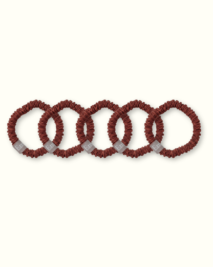 Set of 5 100% Silk Scrunchies - The Mini - Mocha
