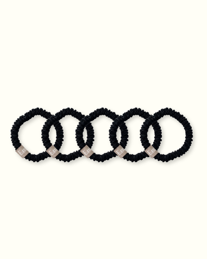 Lot de 5 Chouchous 100 % Soie - Le mini - Noir