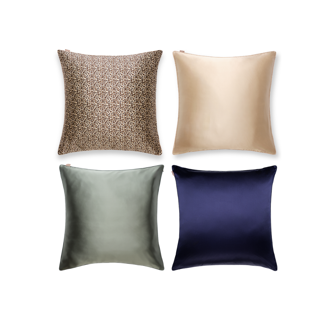 Pack 3 taies d’oreiller en soie achetées + 1 offerte, format carré ou rectangulaire, pour prendre soin de la peau et des cheveux